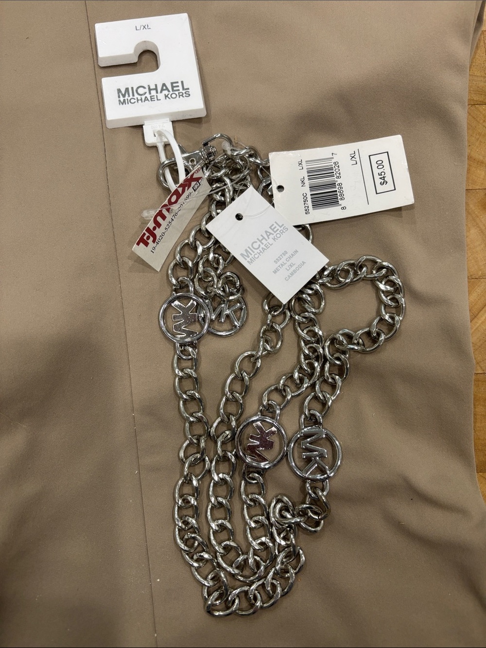 MICHAEL Michael Kors Silver Chain Logo Link Belt - Picture 4 of 8